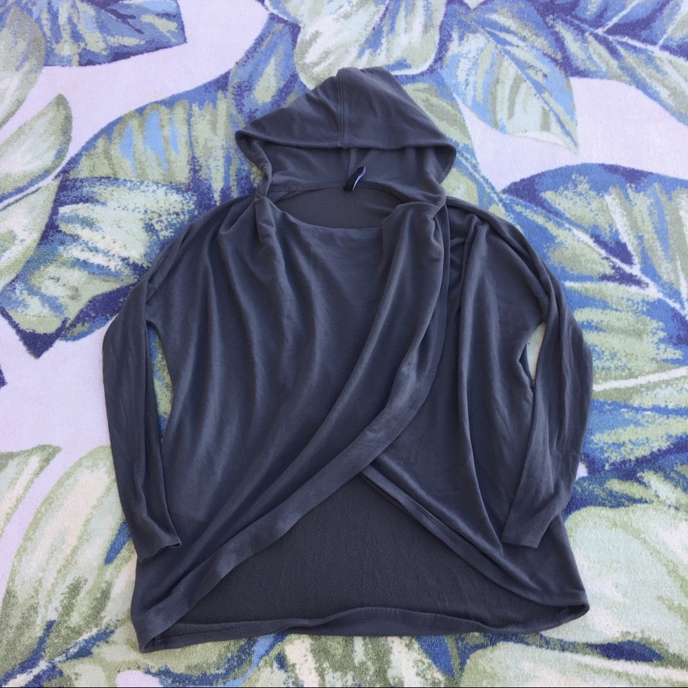 Athleta Gray Purana Wrap Buttery Soft Hooded Sweatshirt